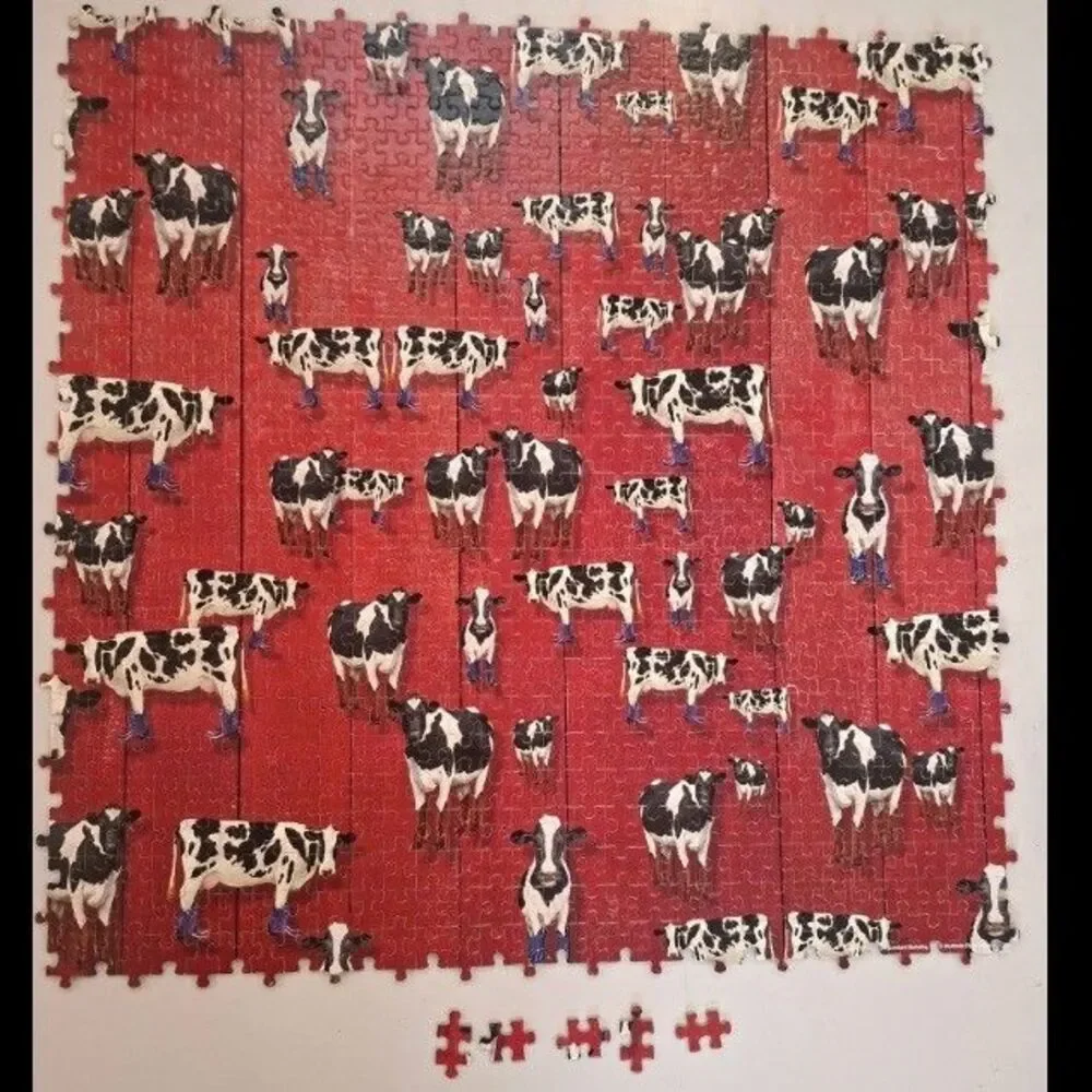 Vintage BePuzzled Impossibles Cow Country Jigsaw Puzzle-1998-750 Pc-Borderless